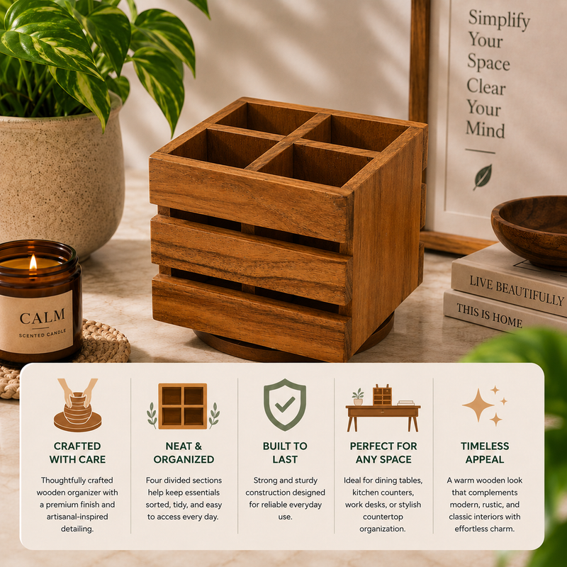 ACACIA WOODEN DESK ORG. 4 CP