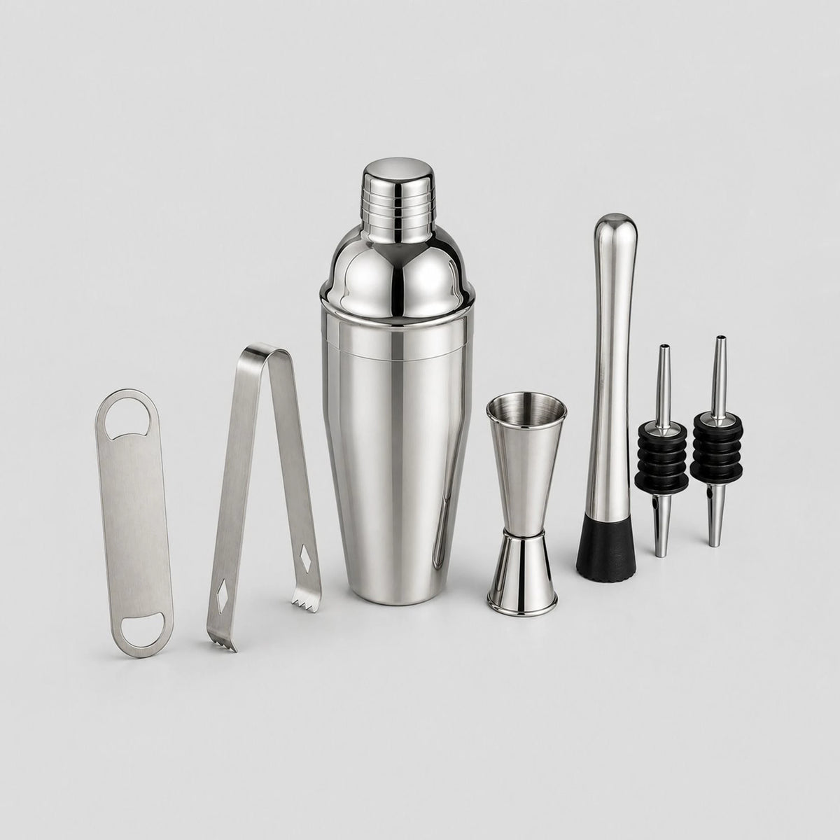 OGGN Stainless Steel Cocktail Shaker & Bar Tool Set 7-Piece Bar Set (Stainless Steel)