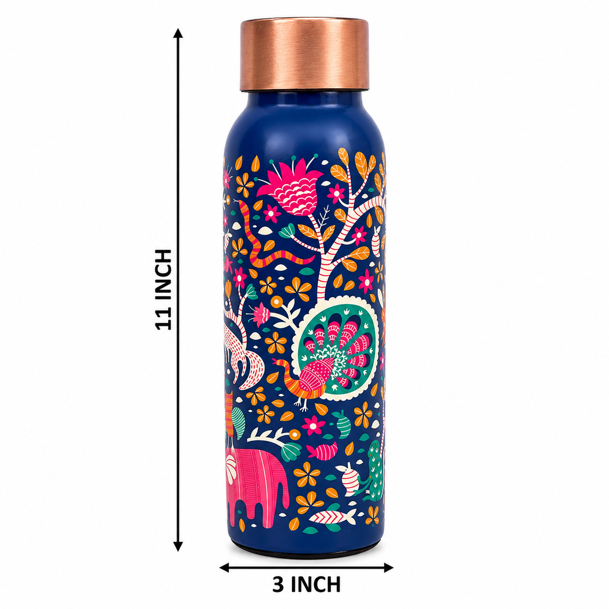 Meena Copper Water Bottle - 500 Ml