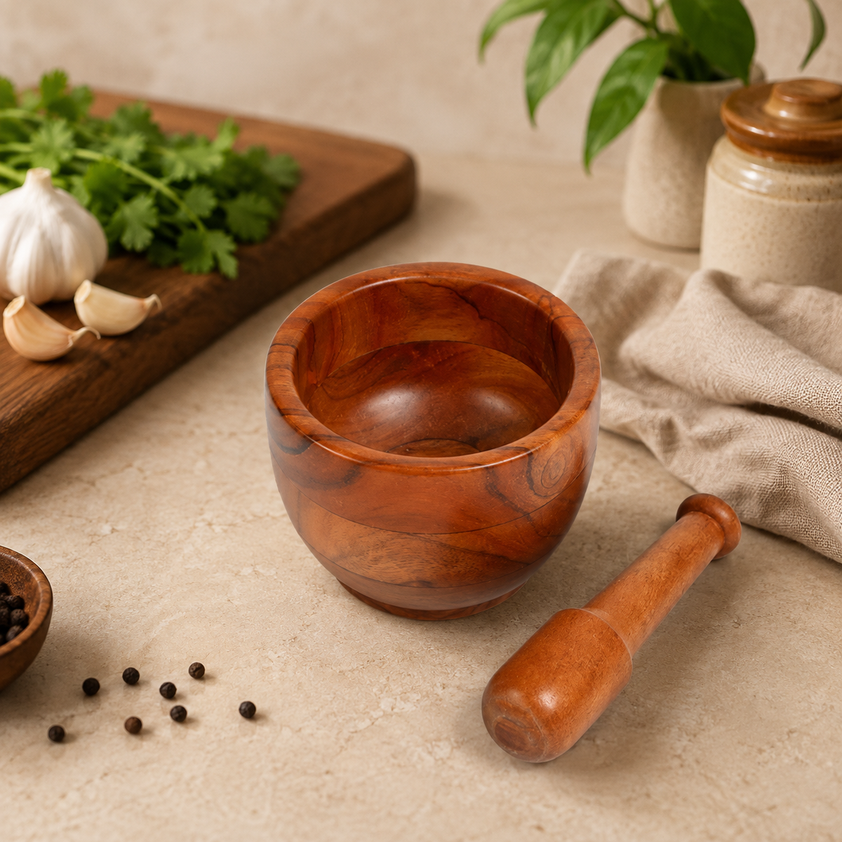 ACACIA WOODEN OKHALI - Mortar & Pestle