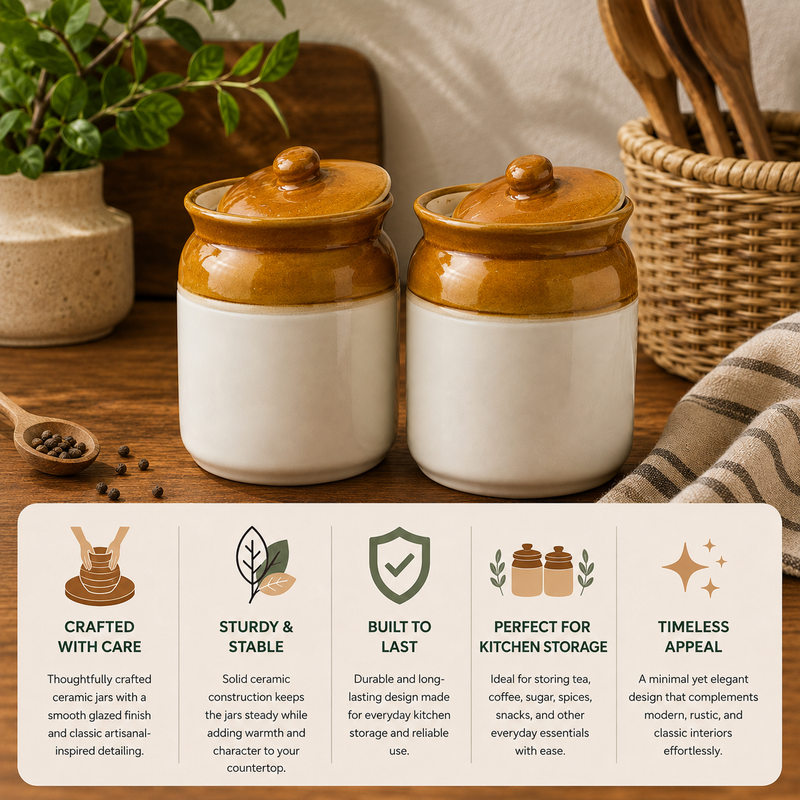 CERAMIC PICKLE JAR/CONTAINER ACHER BURNI/AMRITBAN SET OF 2 (500 + 500 GM)