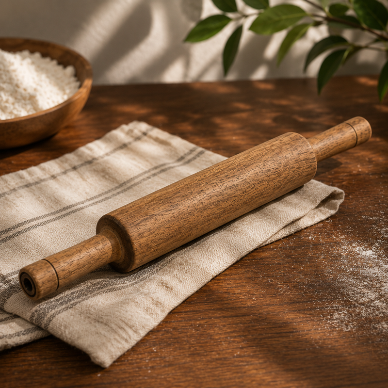 ROLLING STAR ACACIA WOODEN BELAN & ROLLING PIN