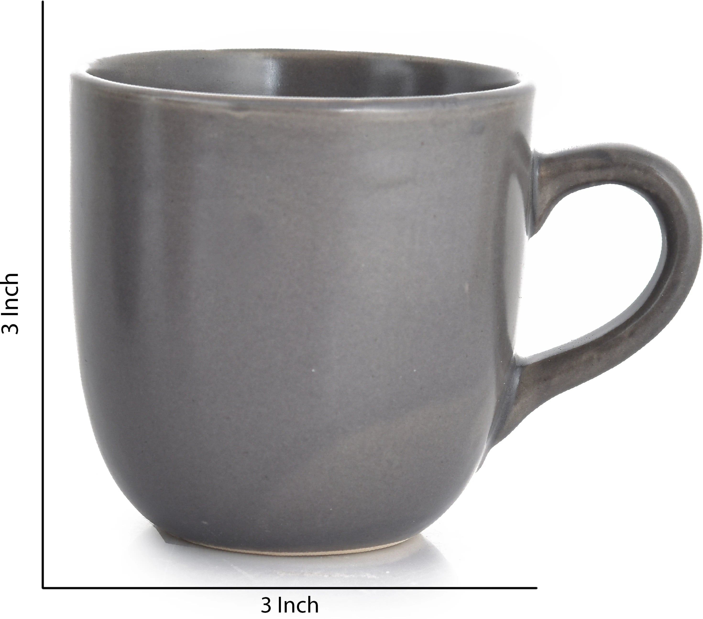 Ceramic Matt Finish Tea Cup Set (Grey) - Sanjeev Kapoor by OGGN Pack of 6