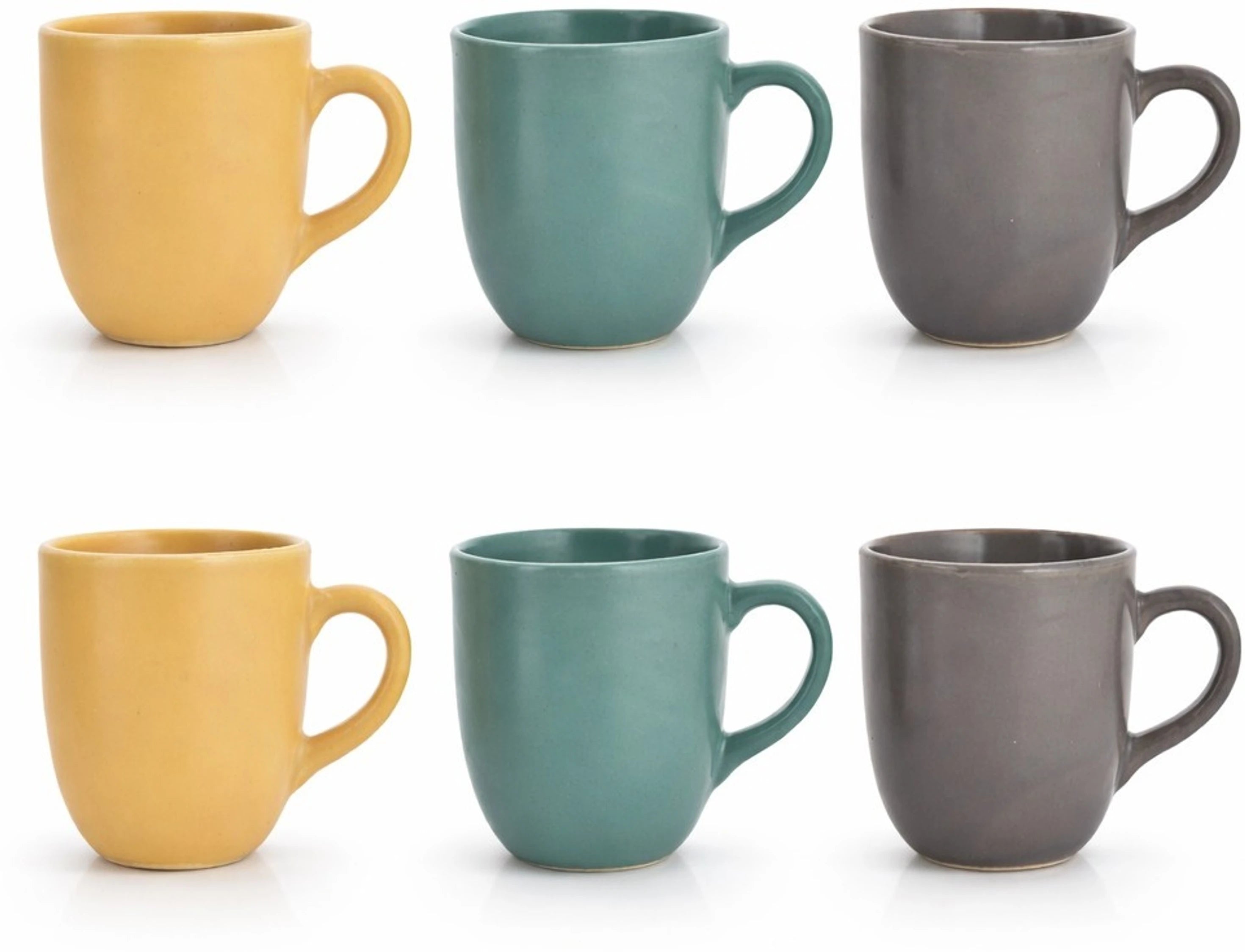 Ceramic Matt Finish Tea Cup Set - Sanjeev Kapoor by OGGN Pack of 6 (Multicolor)