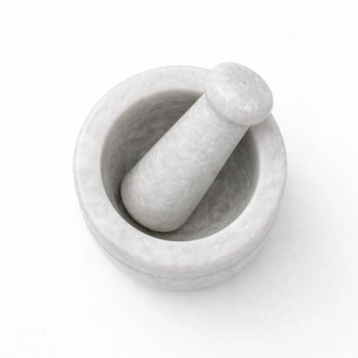 Sanjeev Kapoor by OGGN Heavy Duty Marble Mortar and Pestle Set (12.5*7.5 cm , White) Marble Masher (Pack of 1)