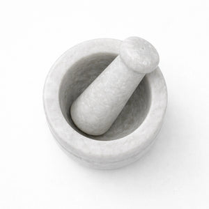 Sanjeev Kapoor by OGGN Heavy Duty Marble Mortar and Pestle Set (12.5*7.5 cm , White) Marble Masher (Pack of 1)
