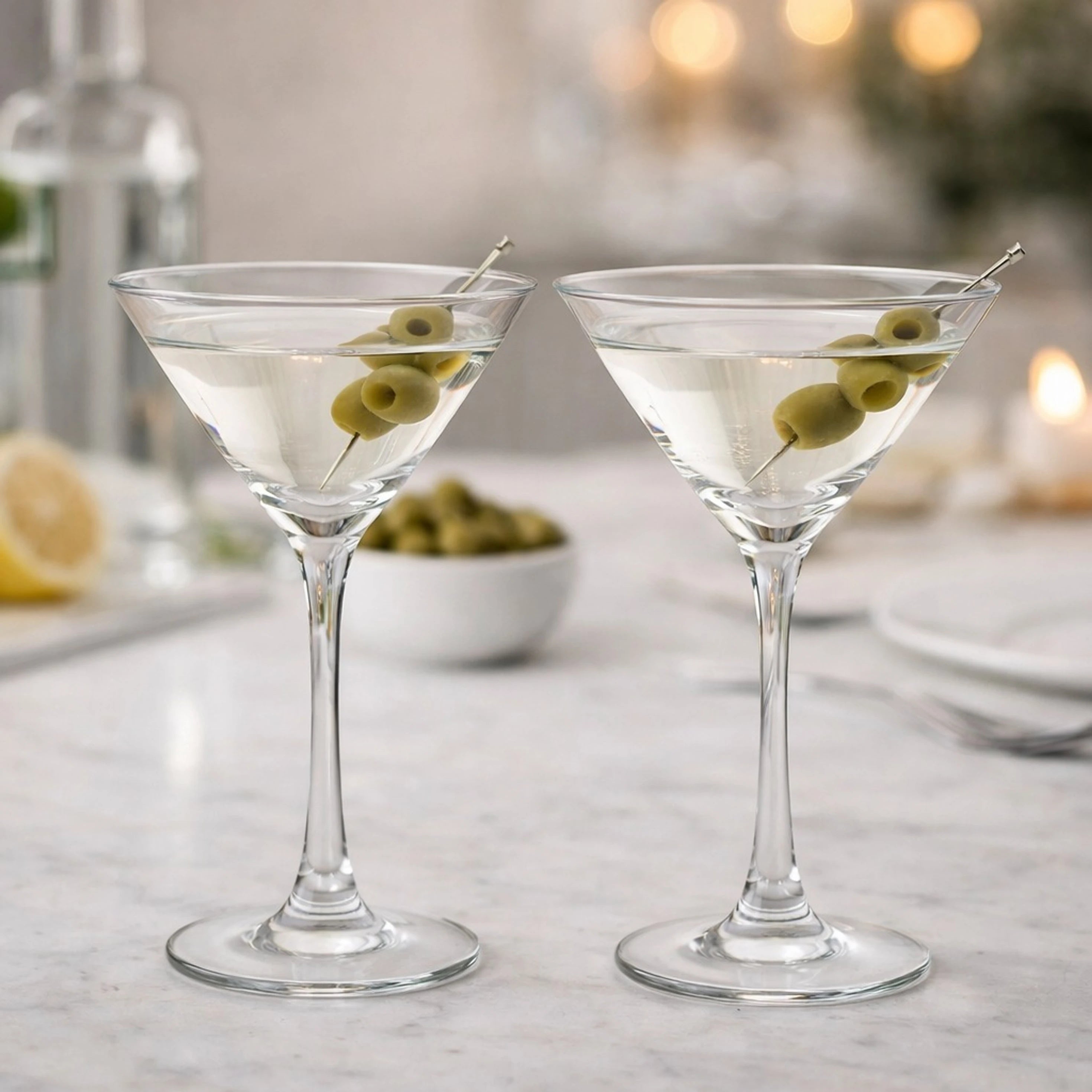 Classic Martini Cocktail Glasses – Set of 2 - (250 ml, Transparent)