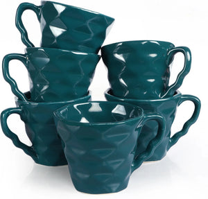 Sanjeev Kapoor by OGGN Pack of 6 Ceramic Diamond Cut Tea Cup (Green)