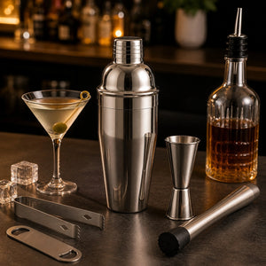 OGGN Stainless Steel Cocktail Shaker & Bar Tool Set 7-Piece Bar Set (Stainless Steel)