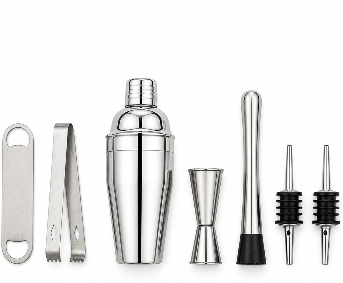 OGGN Stainless Steel Cocktail Shaker & Bar Tool Set 7-Piece Bar Set (Stainless Steel)