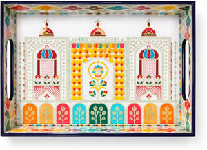 Sanjeev Kapoor by OGGN Flower MDF Printed Tray 12*8 Tray Serving Set