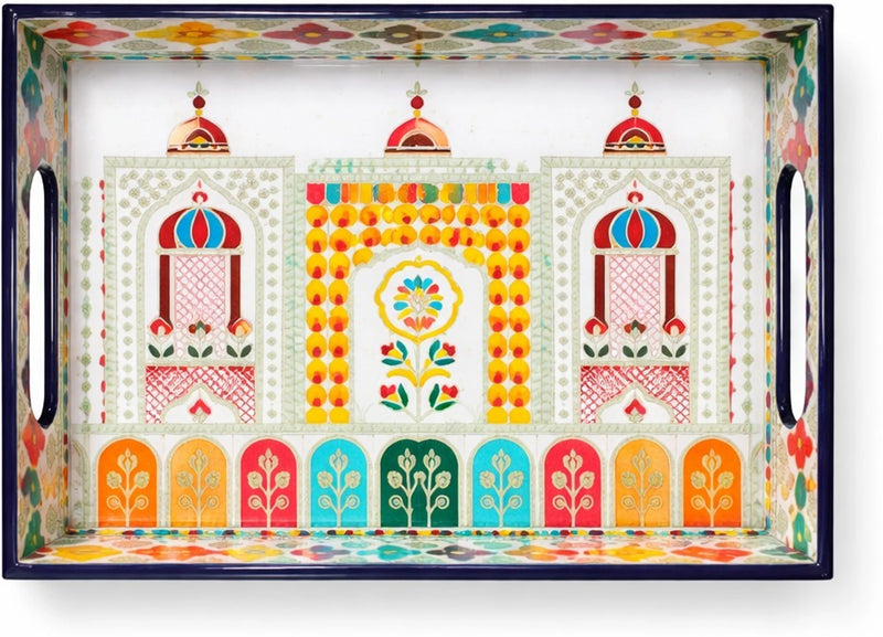 Sanjeev Kapoor by OGGN Flower MDF Printed Tray 12*8 Tray Serving Set