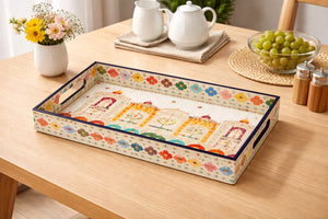 Sanjeev Kapoor by OGGN Flower MDF Printed Tray 12*8 Tray Serving Set