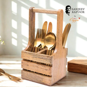 WOODEN SPOON HOLDER WITH HANDLE
