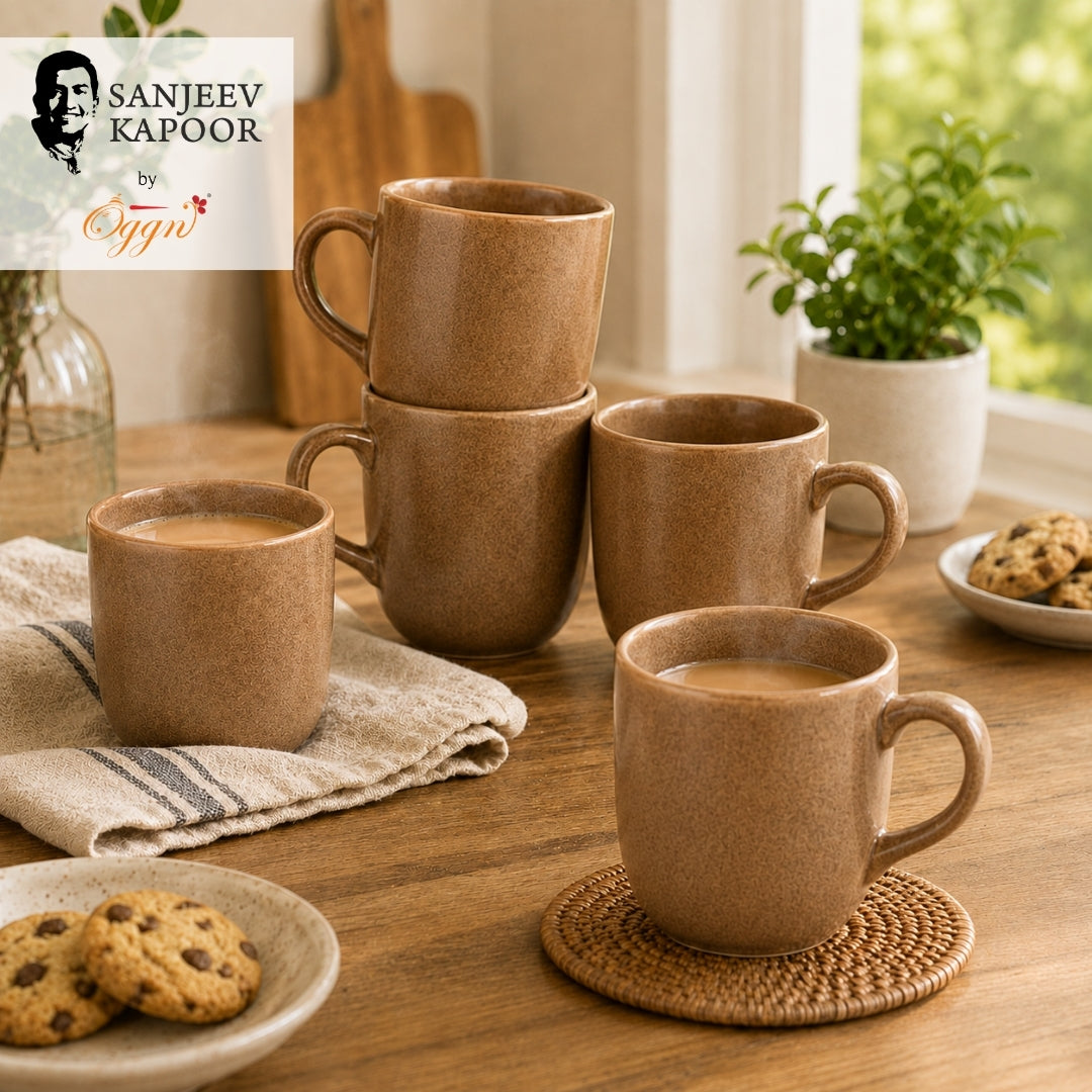 Ceramic RT Matt Finish Tea Cup Set of 6 - Sanjeev Kapoor by OGGN